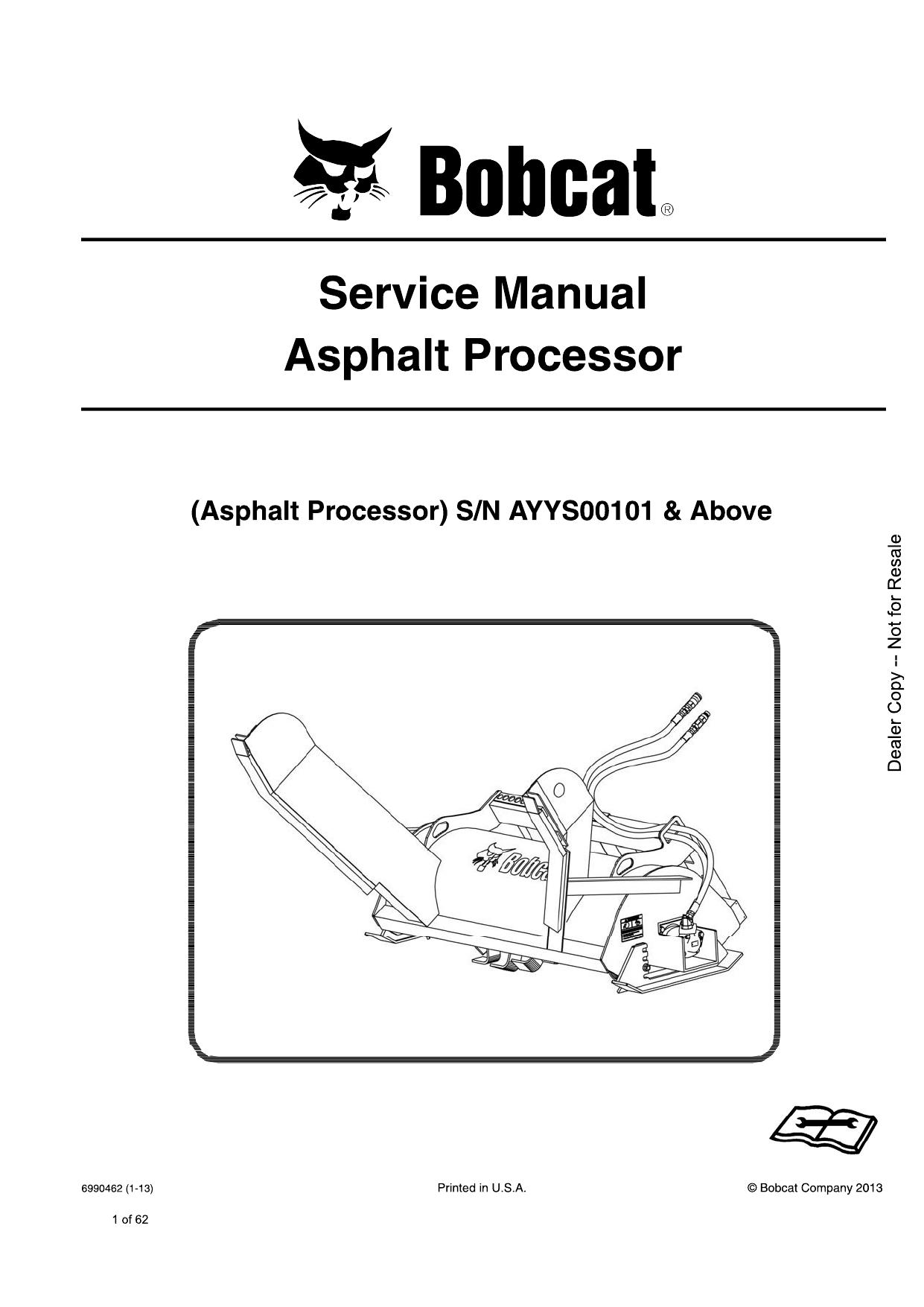 Asphalt Processor Service Manual Bobcat